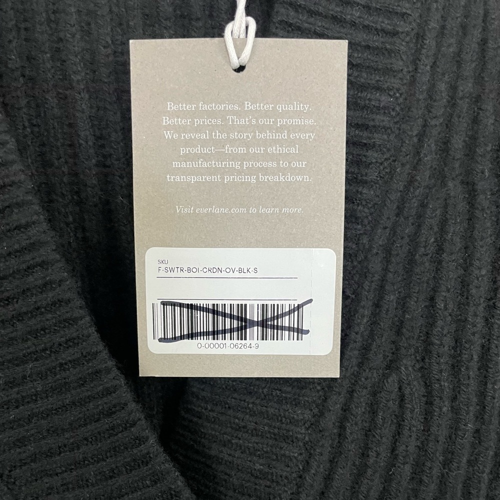 Everlane Women's The Felted Merino Wool Cocoon Cardigan Sweater Black NWT - Picture 8 of 13